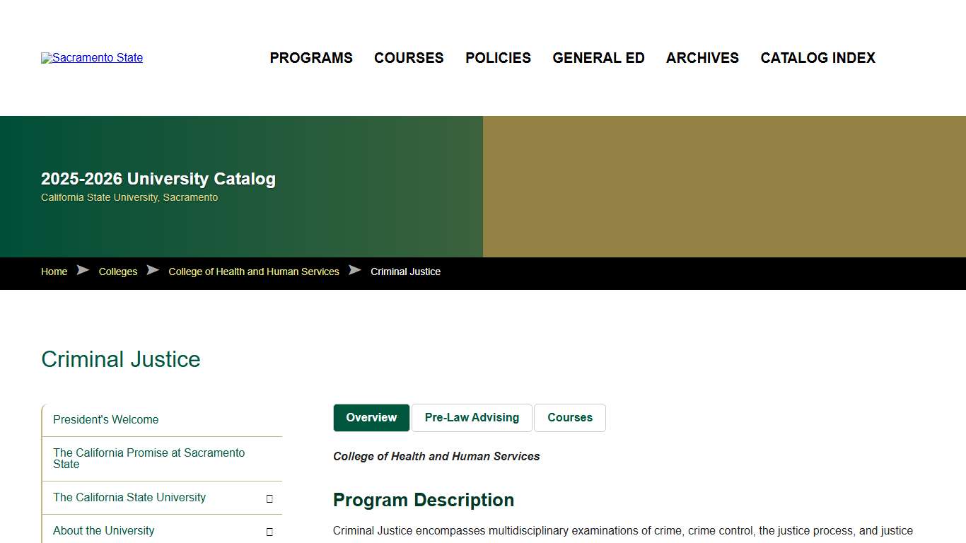 Criminal Justice Sacramento State Catalog