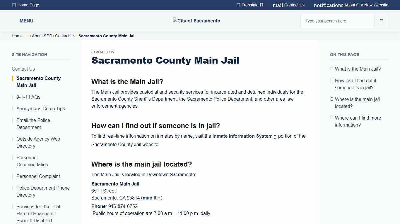 Sacramento County Main Jail City of Sacramento